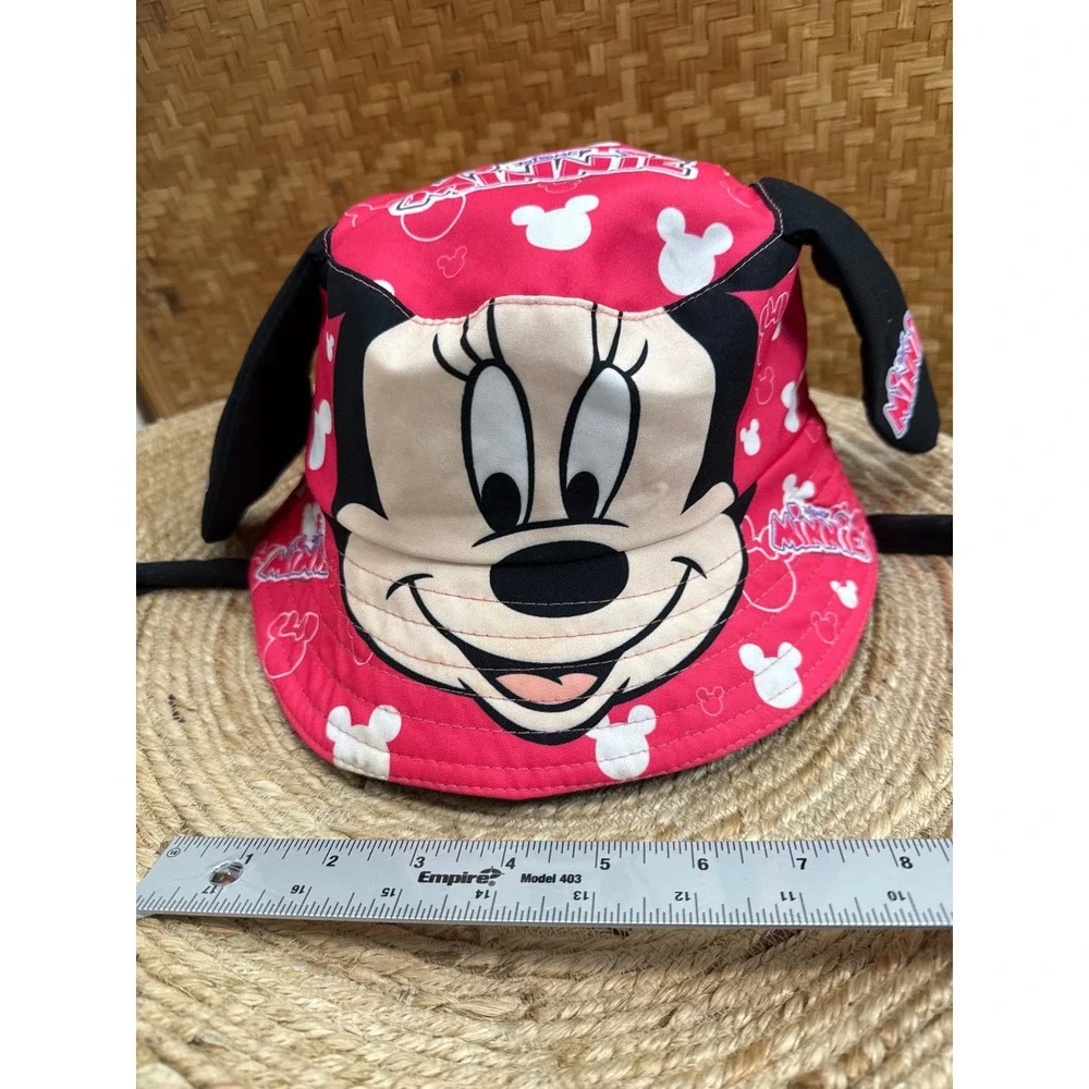 Disney Minnie Mouse Pink Pop Up Ear Bucket Hat Kids Squeeze Action Sun Hat